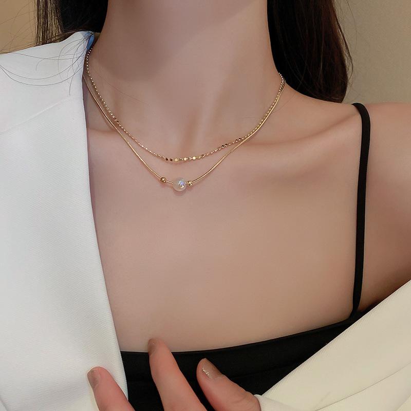 Freshwater Pearl Necklace Simple and Small Versatile Collarbone Chain Ins Style Necklace Decoration for Women