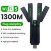 Wireless USB WiFi Adapter 1300M 4 Antennas Network Card 2.4G 5G for PC Windows 8/10/11 Built-in Driver Easy To Install 3