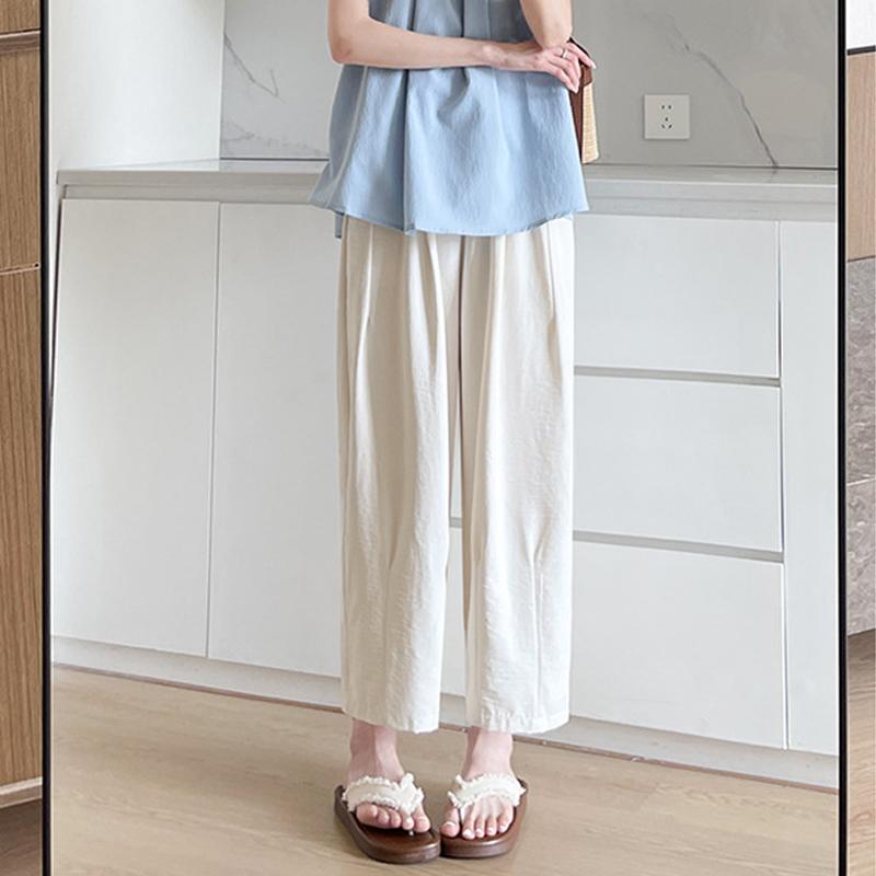 

Женские свободные брюки прямого покроя из хлопка и льна с высокой талией S бежевый