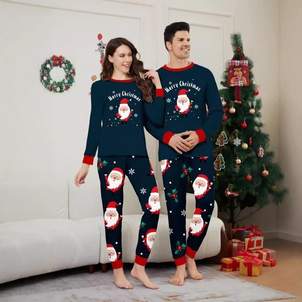Christmas Family Matching Outfits Printed Cute Santa Christmas Pyjamas Set Soft Loose Top+Pants Adult Kids Loungewear Dad Mom
