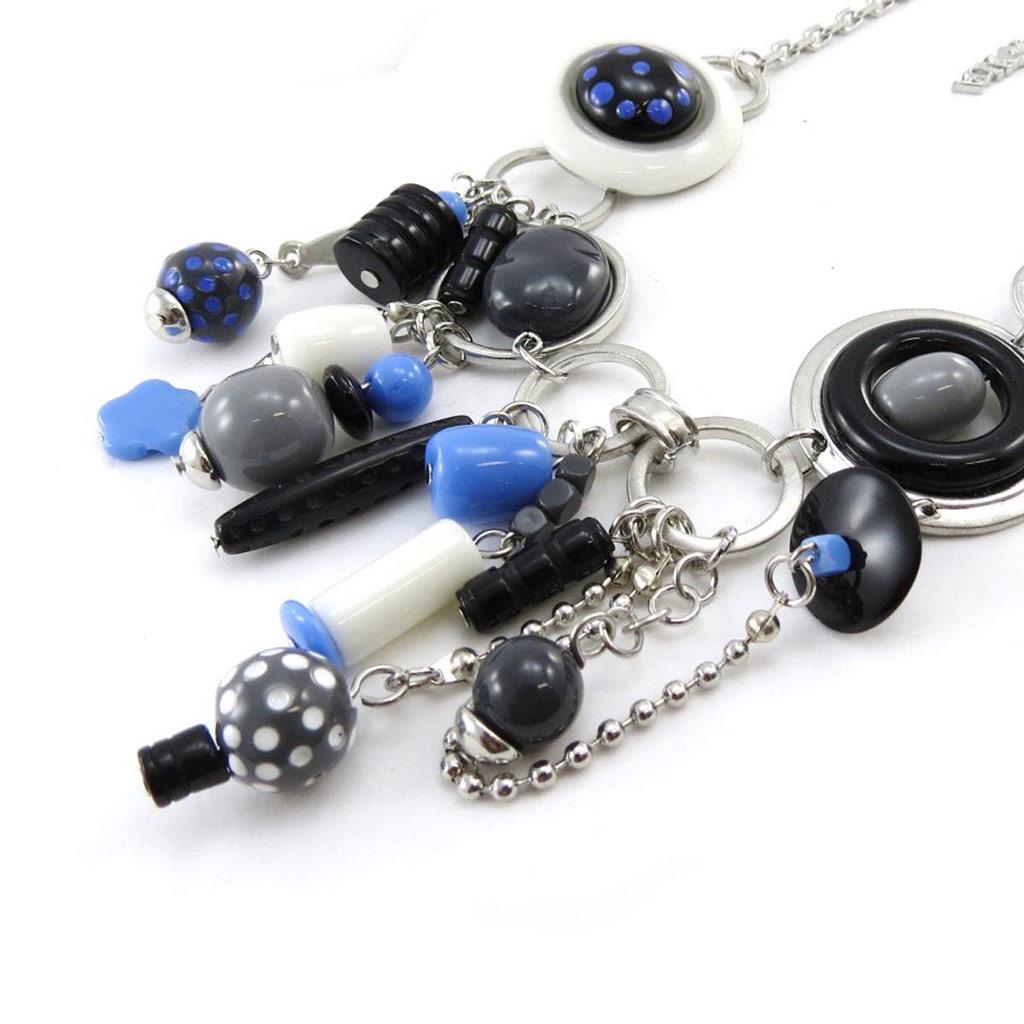 NOA [J3193] - Designer Necklace 'Pimprenelle' Blue Gray
