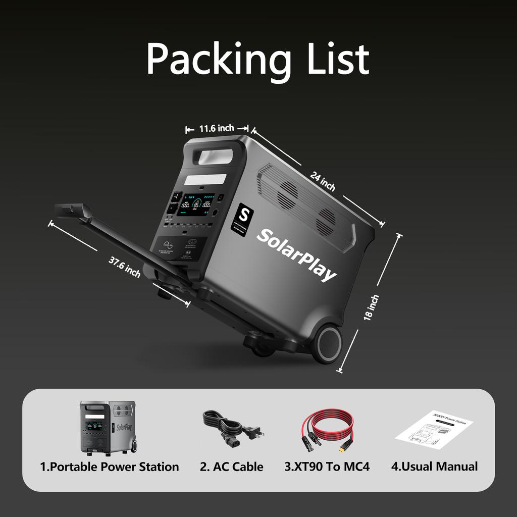 Sistema di accumulo di energia portatile da 3600W MPPT LiFePO4 per Campeggio, Emergenza e Uso in Auto con Compressore d'Aria, Avviatore di Emergenza e Torcia