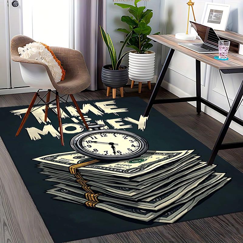 1pc Time Is Money: Office Chair Mat - Non-Slip Carpet for Desk, Perfect Gift for Home or Workplace Decor.P048