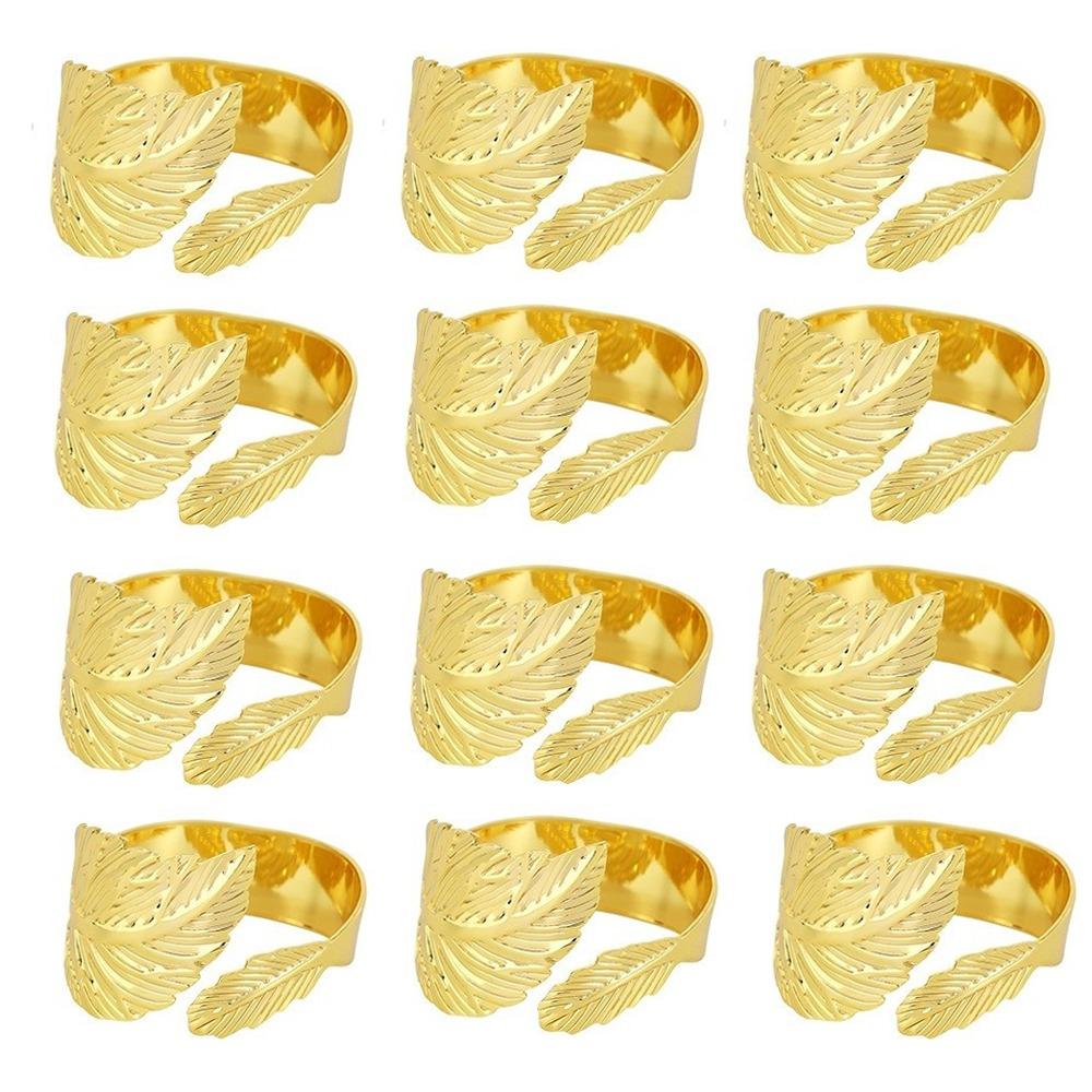 Metal Napkin Ring Buckles Gold Leaf Dinning Table Decoration  for Wedding Birthday Party