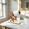 Sturdy Paper Roll Stand Funny Animals Wooden Toilet Holder, 3D Animal Bathroom Decor, Cute Cartoon Solid Wood Tissue Rack Free Standing for Home, Fun
