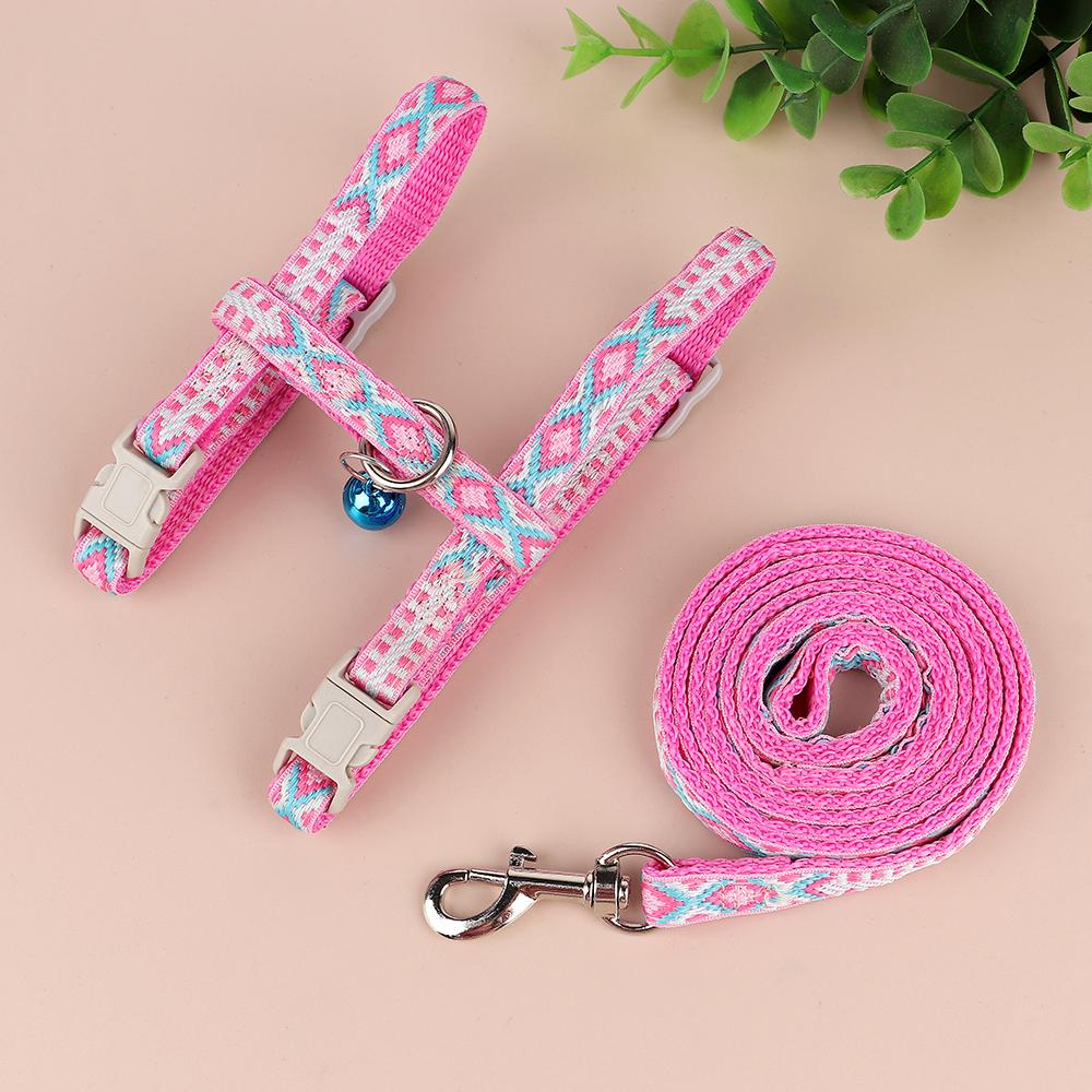 Adjustable Nylon Cat Harness Leash Set Soft Small Dog Cats Harness Vest With Bell Puppy Kitten Pet Walking Lead for Chihuahua