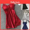 Noche de Chicas Sexy Vestido de Satén y Seda Sin Mangas Camisones Cuello en V Camisón Ropa de Dormir de Encaje Ropa de Dormir
