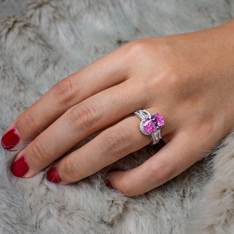 GICA GEMA Sterling Silver Wedding Rings For Women Big Oval Pink White Yellow High Carbon Diamond Party Fine Jewelry