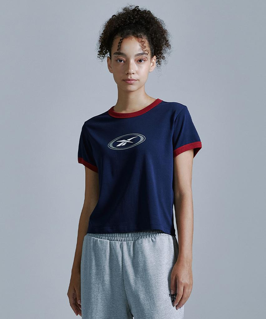 Reebok Essentials Semi-Crop Ringer T-Shirt (W) - Navy