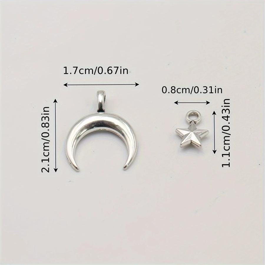 18/48Pcs/Lot Zinc Alloy Antique Silvery Star Moon Pendant Personality DIY Earrings Pendant for Hand Chain Necklace Mardi Gras Day Ramadan