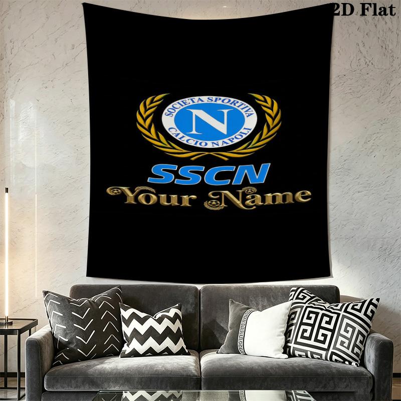 S.S.C. Napoli Custom Name Wall Tapestry Aesthetic Wall Hanging Printed Fabric Blanket Decorative Tapestries for Bedroom Living Room Home Decor