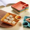 4Pcs Reusable Dipping Sauce Tray Set Stackable Divided Plates for Appetizers Sushi Tacos Dumplings Fries Snacks Sauce Serving Dish for Parties Home