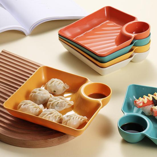 4Pcs Reusable Dipping Sauce Tray Set Stackable Divided Plates for Appetizers Sushi Tacos Dumplings Fries Snacks Sauce Serving Dish for Parties Home