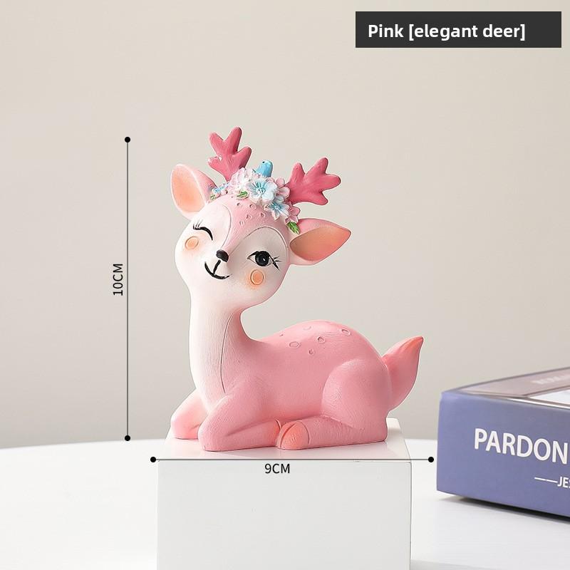 Tang Yi Creative Small Decorative Items for Home Living Room TV Cabinet Entrance Hall Office Desk Cute Deer Decorative Items Arrangement