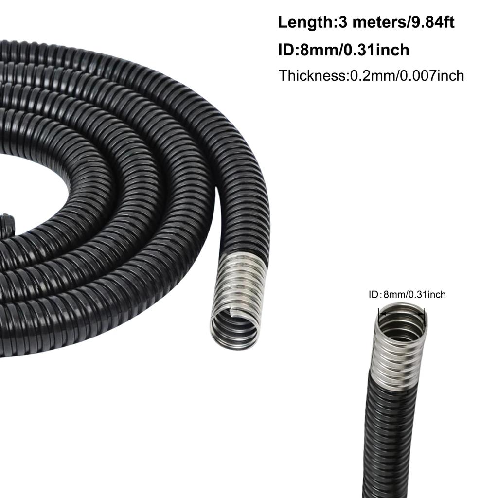 1/2pcs Liquid Tight Flexible Conduit 3 Meters,4-20mm PVC Coated Steel for Outdoor Cable Protection,Durables Oil Resistant Tubing