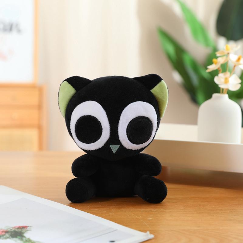 Japanese Luo Xiaohei Black Cat Plush Keychain - Cute, Big-Eyed Doll Pendant