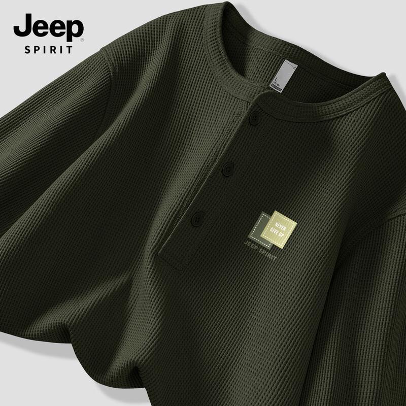 JEEP SPIRIT Men s Waffle Knit Henley Long-Sleeve Shirt M