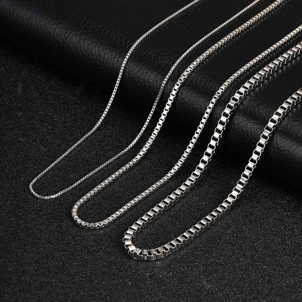 1/2/3mm Box Chain Necklaces for Men Women,Delicate Square Stainless Steel Chains Links Collars,Jewelry Gift 18To24 Inch