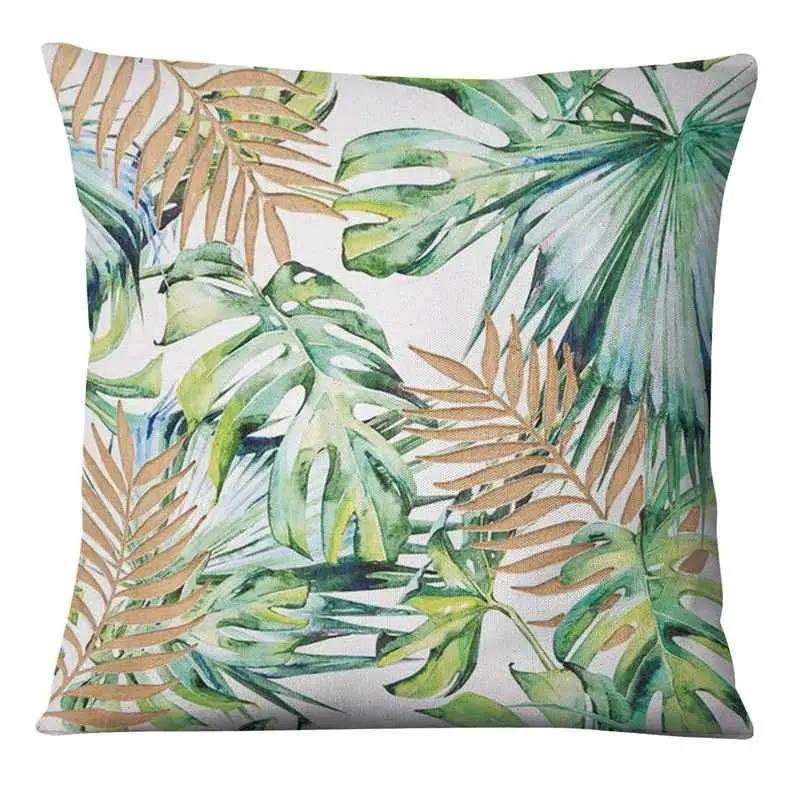 45X45 Cm Tropical Leaves Home Decor Green Pattern Cushion Cover Living Room Sofa Cushion Cover