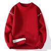Men's Y2K Style Thick Knitted Wool Sweater, Warm Half-High/Low Neck, Lazy Style Sweater