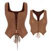 Medieval Women Vintage Suede Corset Top Victorian Pirate Lady Waistcoat Renaissance Cosplay Halloween Costume