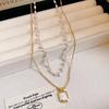 Geometric Faux Pearl Double Layer Necklace For Women Elegant Minimalist Jewelry
