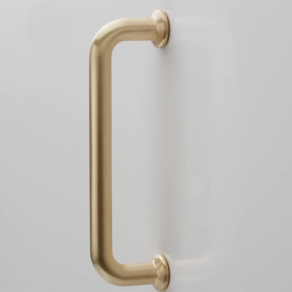 10 Pack Hole Center 5''(128mm) Brushed Brass Kitchen Cabinet Pulls.Zinc Alloy Solid Round Cabinet Handle Drawer Pull Modern Hardware for Bar