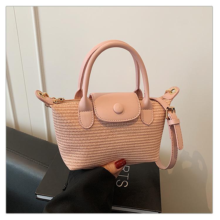 

Straw handbag women s new trendy casual woven dumpling bag versatile shoulder messenger bag рожевий