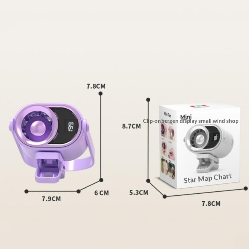 Clip On Turbo Mini Fan With Led Digital Display Usb Rechargeable 4 Speed Portable Personal Fan Travel And Summer Cooling Fan