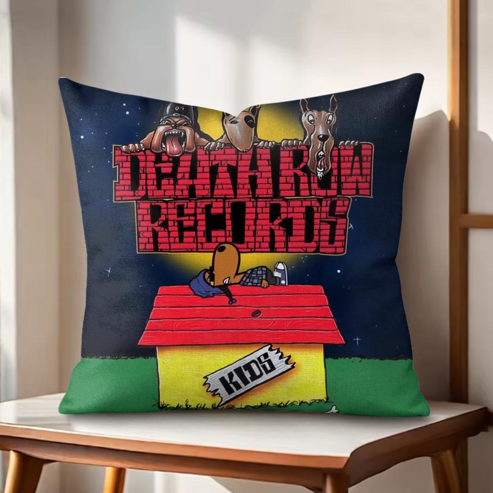 DDeath Row Records Cushion Cover Natural Linen Organic Fabric DoubleSided Printing Couch Pillow Covers Home Decor