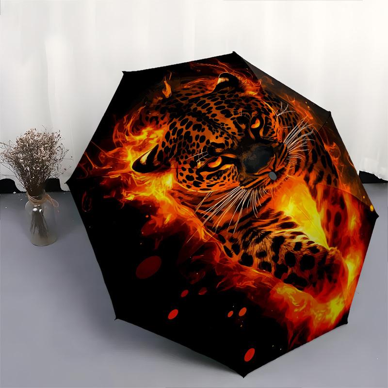 Flaming Leopard- Automatic Umbrella,Suitable for Men and Women,Suitable for Birthdays, Christmas, Gifts for Fashion Lovers0920b