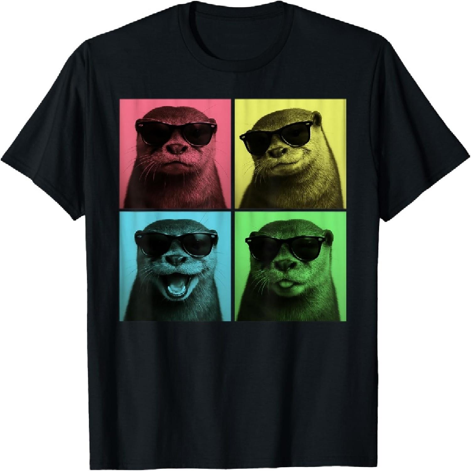Otter Funny Pop Art Sea Otter Lover Photo Booth T-Shirt XXXXXL разноцветный