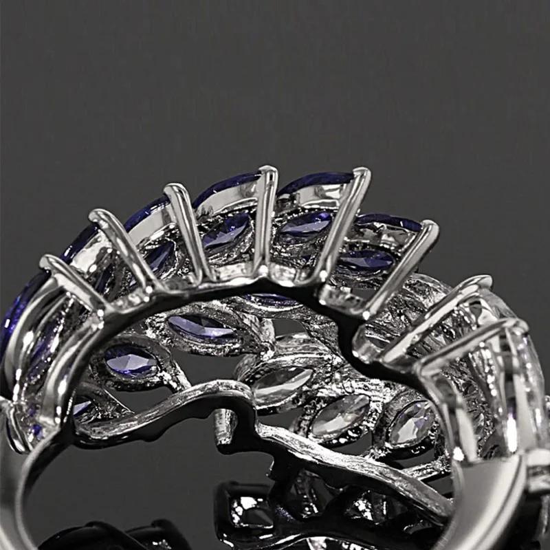 Delicate Silver 925 Jewelry Gemstone Ring for Women Amethyst Zircon Trendy Lady's Fighter Ornament Anniversary Party