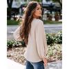 Spring and Autumn Women's Cool Long Sleeve Shirt Solid Color Casual V-Neck Loose Top