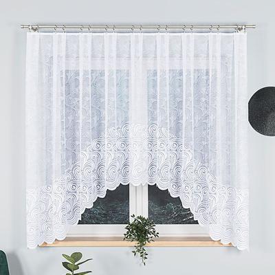 Kinga Ready-Made Jacquard White Curtain with Cut-out and Ornaments 330X160 Cm