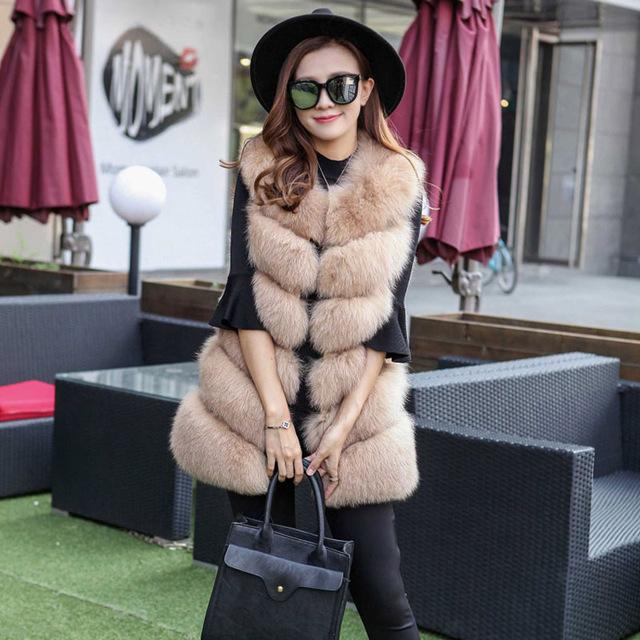 New imitation fur vest women's medium and long fox fur vest jacket women's winter fur vest