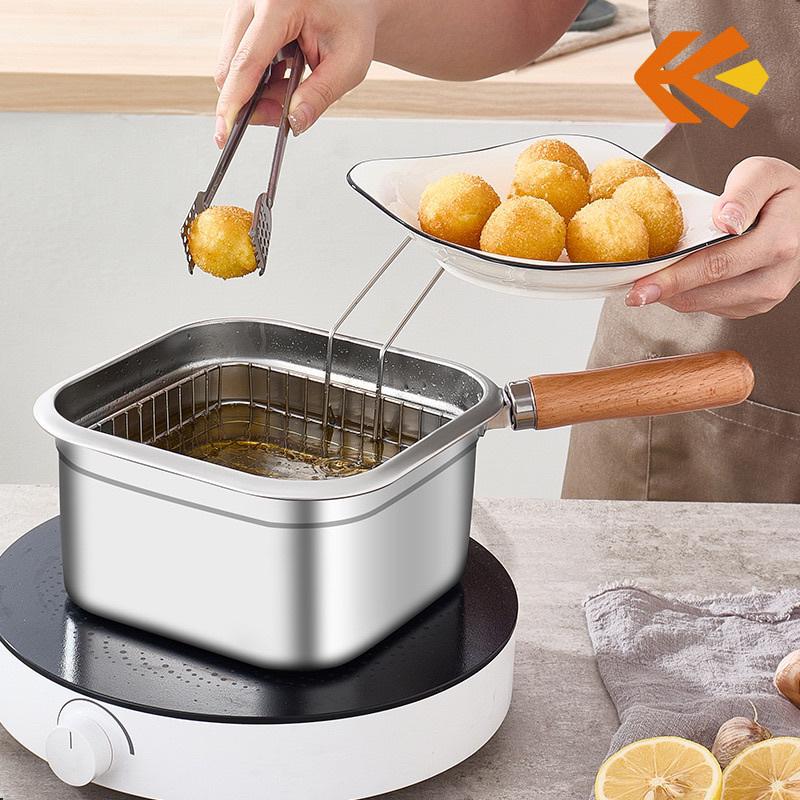 Stainless Steel Food Storage Box Deep Fryer Multi-Functional Household Gas Stove Induction Cooker Tempura French Fries Outdoor