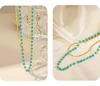 European & American Titanium Steel Geometric Turquoise Double-Layer Clavicle Chain Necklace for Women - Fashionable & Versatile Design