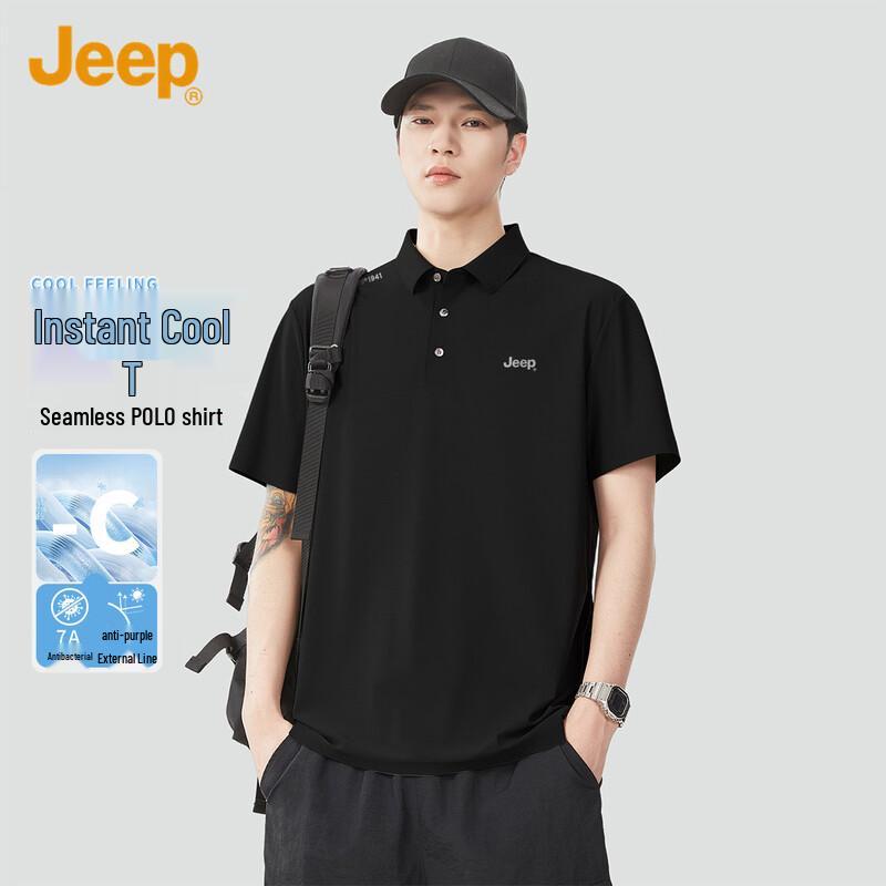 JEEP Men s Ice Silk Polo Shirt with 7A Antibacterial & Sun Protection L