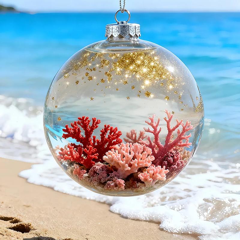 8Cm Transparent Acrylic Ball Cardinal/Hummingbird Pattern Creative Tree Decoration Hanging Pendant For Home
