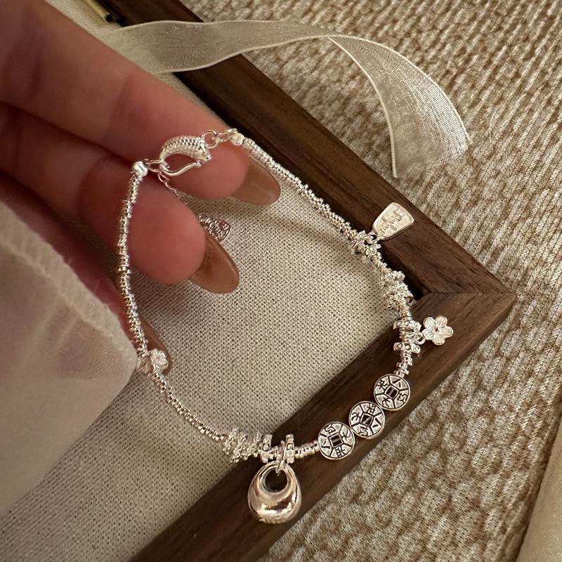 Sterling Silver 925 Adjustable Eight Directions Wealth Bracelet - Chubby Ball Design, Perfect Silver Jewelry Gift for a Best Friend