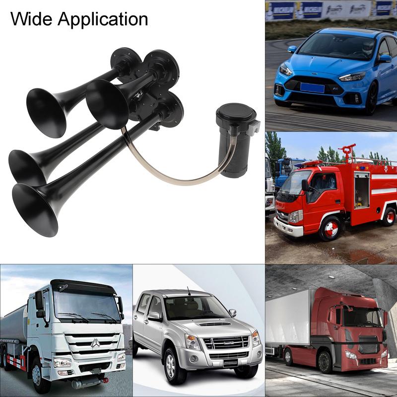 Hava Korna 125DB/185DB 12V Süper Gürültülü Araba Tam Komple Sistem Kompresörlü 5 Korno Hava Korna Hoparlörleri Araba Kamyon Tekneler İçin