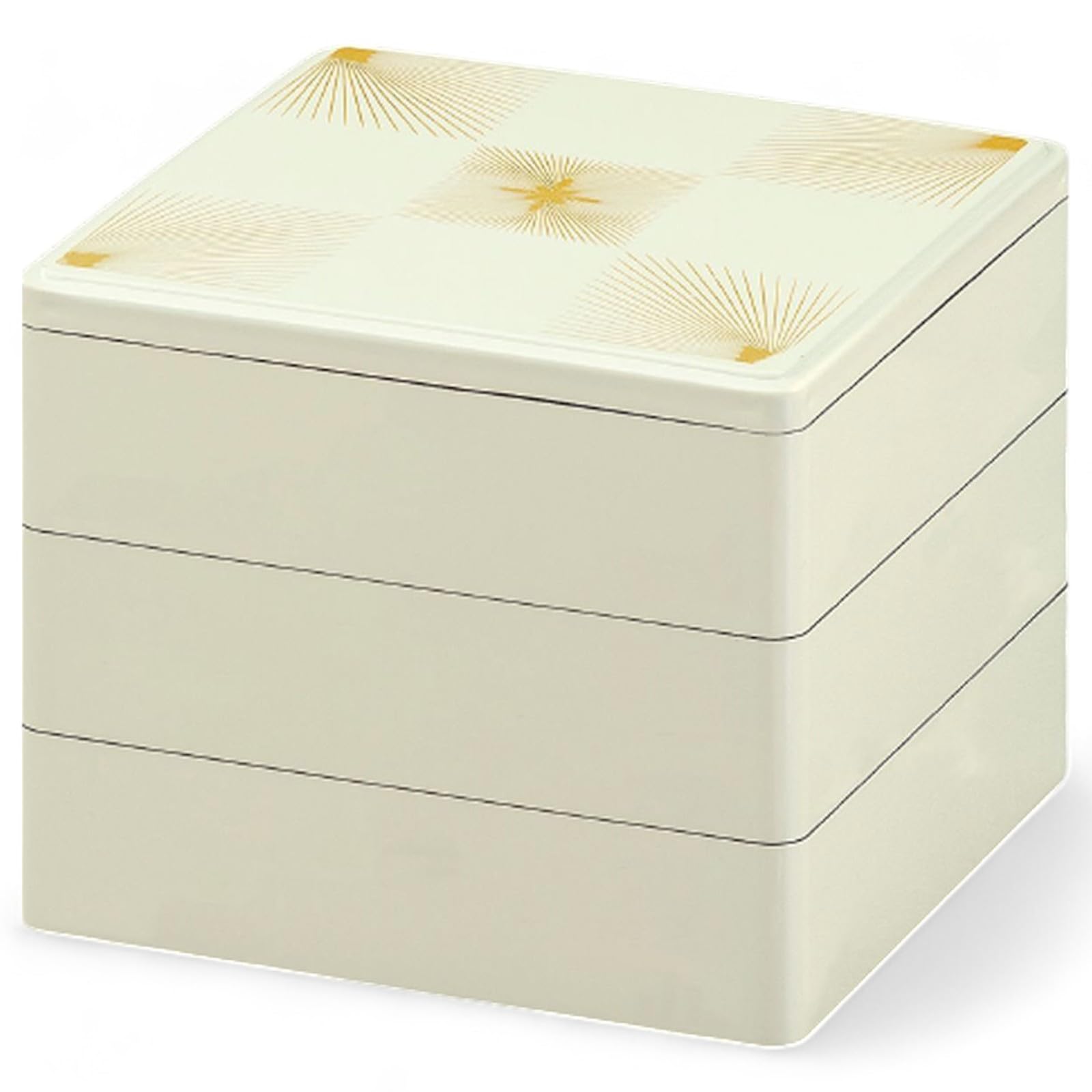 

Lacquerware Jubako Color White Pine Needle Checkered Made in Japan J-kitchens 3-Tiered Box, 4.5 inches, Design, 13cm, Resin,