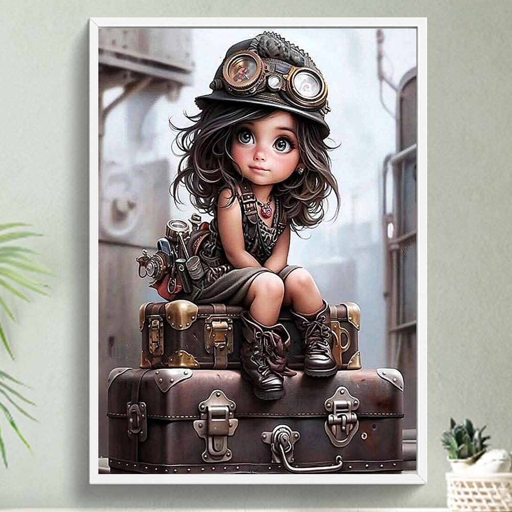 

Paint By Numbers Kit On Canvas DIY Oil Art Girl on The Suitcase Picture 50x70cm United States