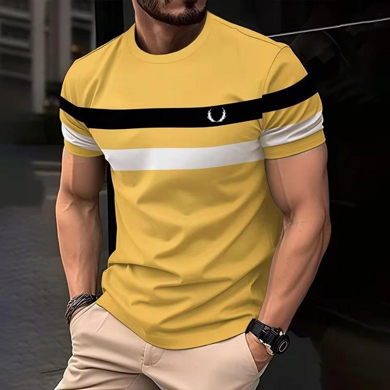 Herren 3D-Druck T-Shirt Streifenmuster Druck Kurzarm Rundhalsausschnitt Pullover Lässiges Oberteil