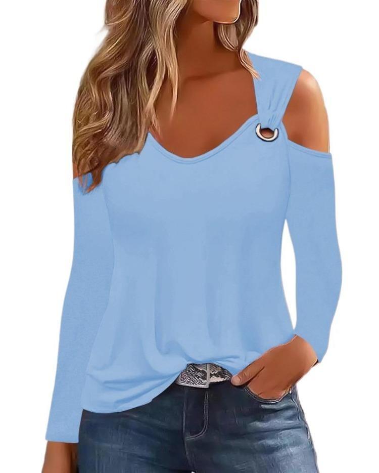 Women Casual Fashion Floral Print Long Sleeve U Neck Blouse Shirt Summer