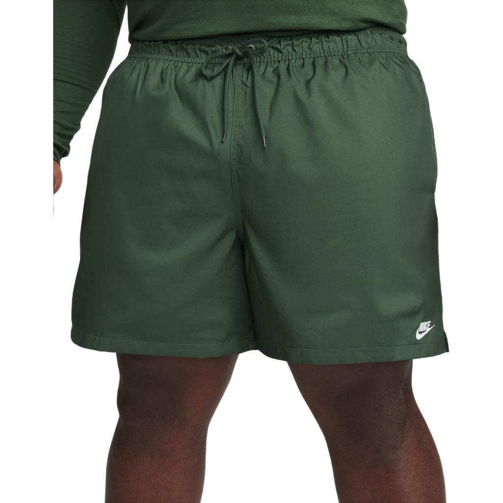 Nike Club Logo Embroidered Drawstring Straight-Leg Sports Shorts Men Bottoms Green FN3307-323
