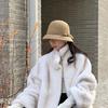 New Hepburn Woolen Bucket Hat Women's French Retro Autumn and Winter Top Hat Basin Hat Elegant White Hat