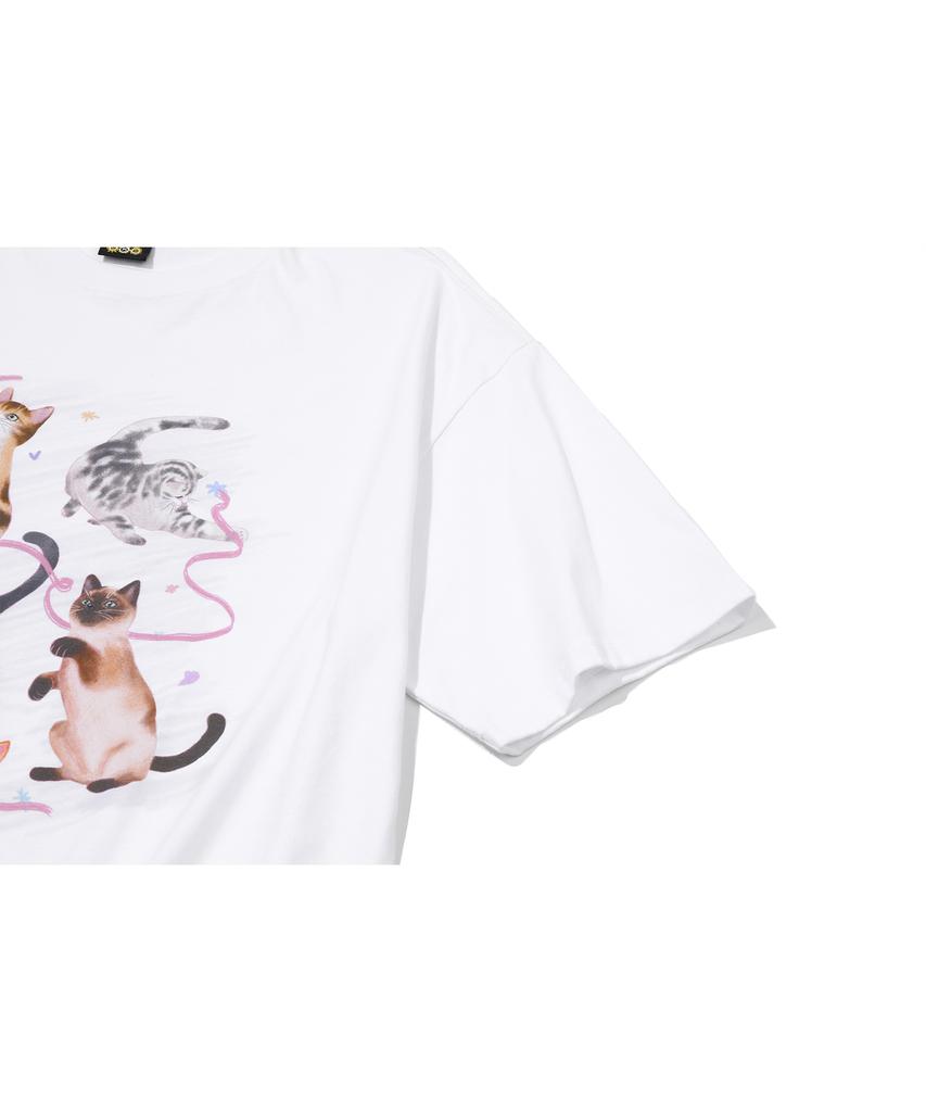 CPGN STUDIO Dtp Crayon Cat White Short Sleeve T-Shirt