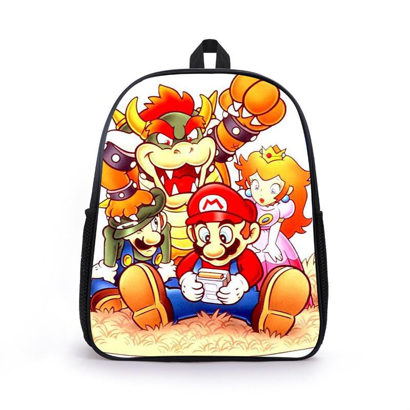 Mario Cartoon Backpack For Elementary Boys With Breathable Lightweight Oxford Fabric